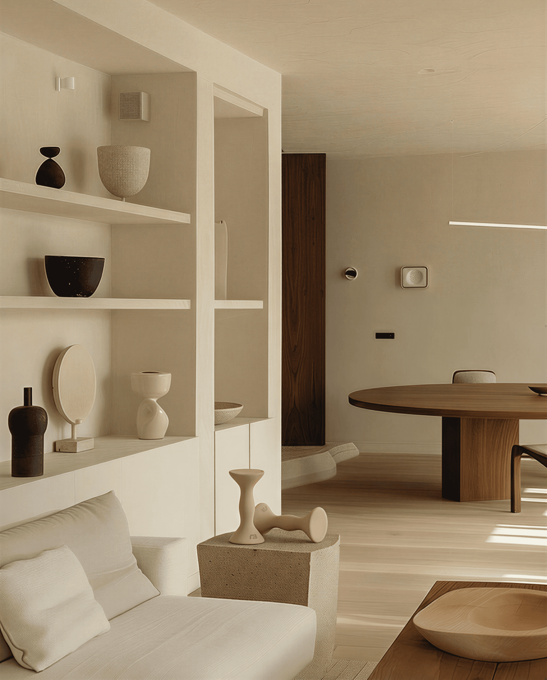 MOVART dumbbells styled in a neutral living room