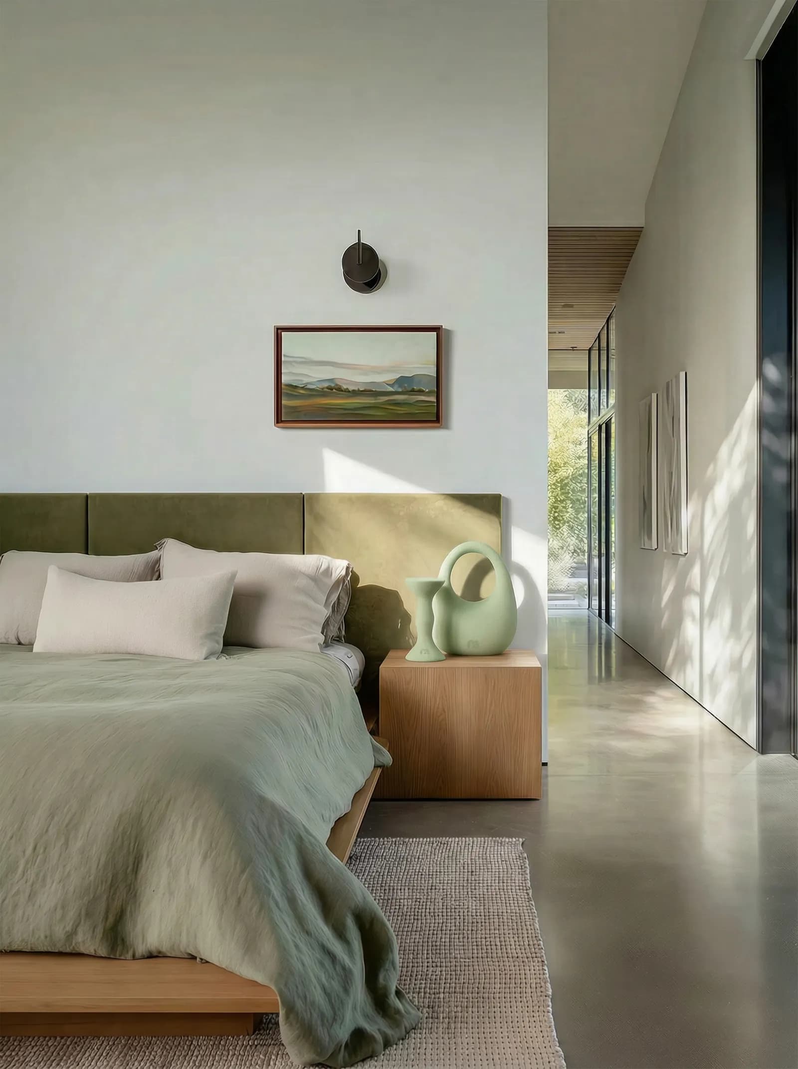 MOVART green fitness set styled in a contemporary home interior